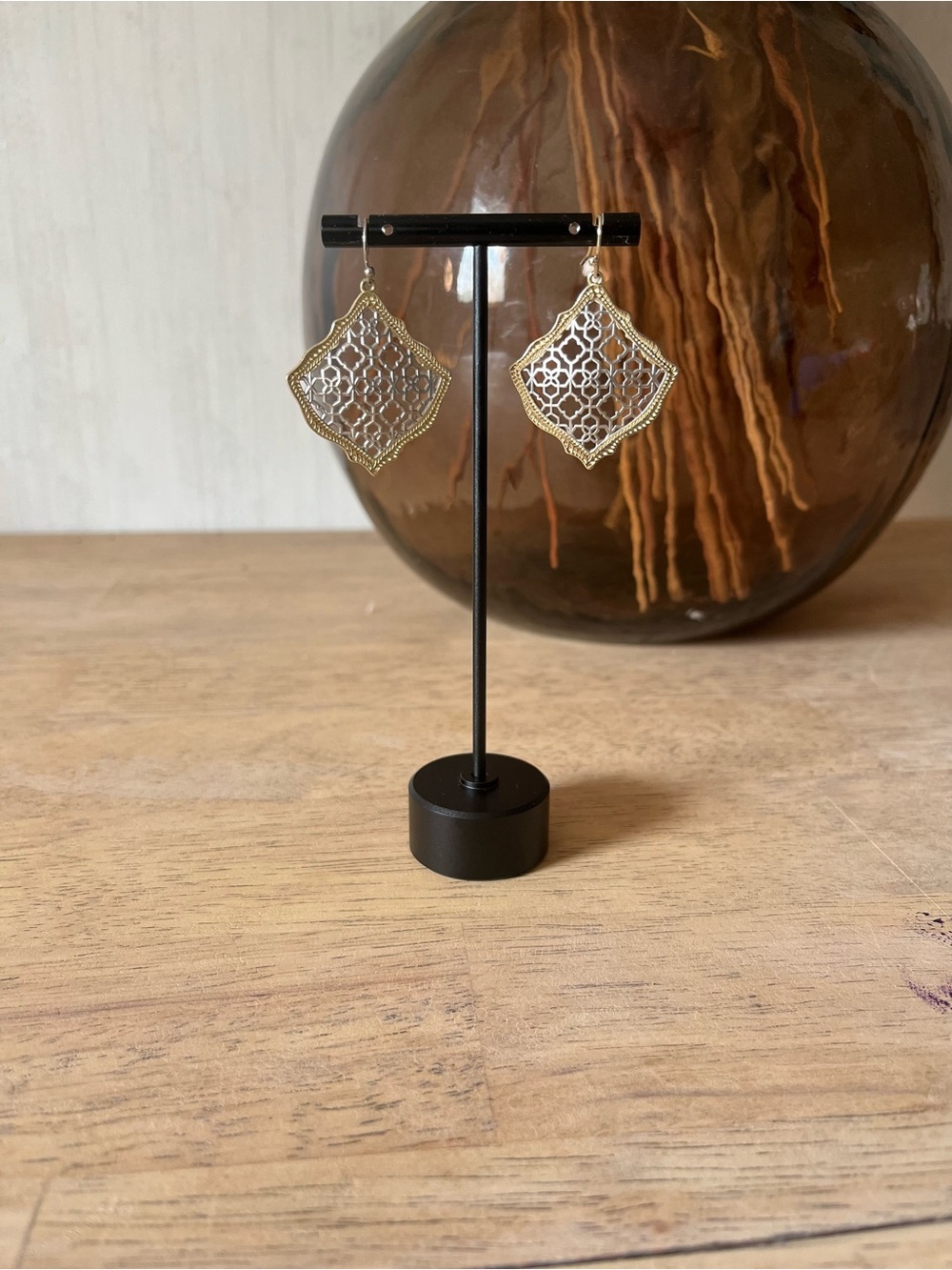 Kendra Scott Gold Filigree Drop Earrings - Elegant Home Accents Display